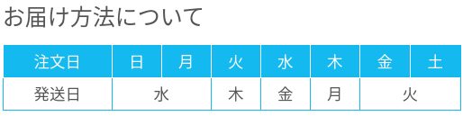 ボニックプロ発送日早見表